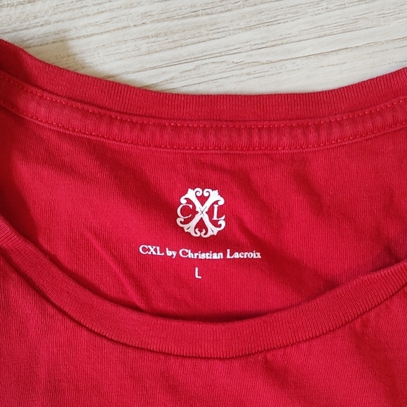 Christian Lacroix Red and Black Dynamic Graphic Tee Large - Picture 3 of 4